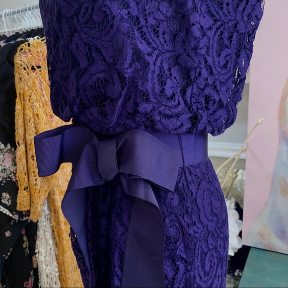 TADASHI SHOJI ROYAL PURPLE LACE SPECIAL OCCASION GOWN DRESS - Picture 6 of 16